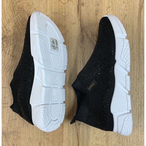 Azalea Wang DLamonds Sock Sneaker ShoesWomen's Size 7 Black Rhinestones Slip On - Picture 10 of 16